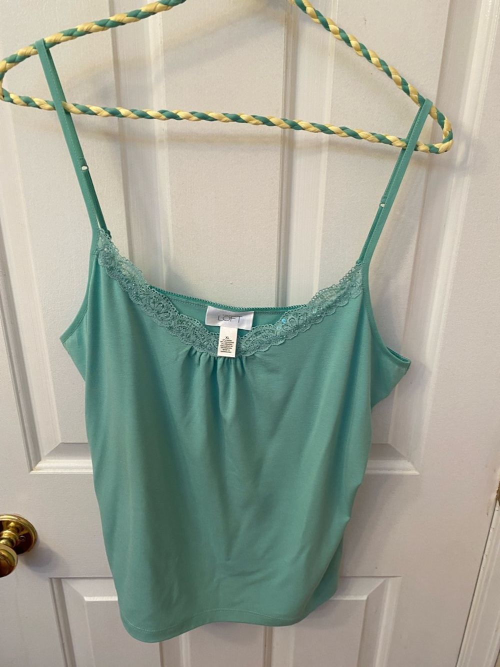 Ann Taylor LOFT Seafoam Lace-Trim Cami